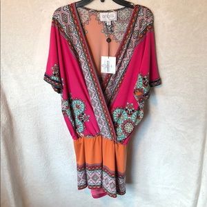 Analili Jennifer Romper - Orange/Pink (New)